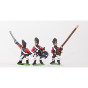 AWI British: Command: Grenadier Officer, Standard Bearer & Drummer pas cher