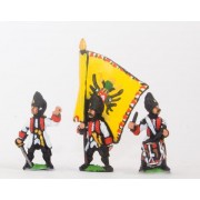 Seven Years War Austrian: Command: German Grenadier Officer, Standard Bearer & Drummer pas cher