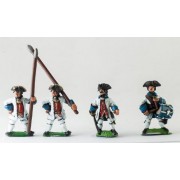 Seven Years War French: Command: Fusilier Officer, Drummer & Standard Bearer with bare flagpole only (no flag) pas cher
