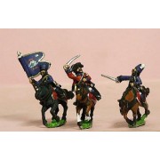 Seven Years War French: Command: Hussar Officer, Standard Bearer & Trumpeter in Mirliton pas cher