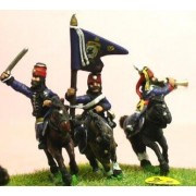 Seven Years War Prussian: Command: Hussar Officer, Standard Bearer & Trumpeter in Mirliton pas cher
