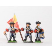 European Armies: Command: Officer with Half Pike, Standard Bearer & Drummer pas cher