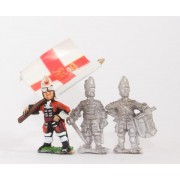 European Armies: Command: Officer, Standard Bearer & Drummer in Mitre with Falling Bag (English / Danish) pas cher